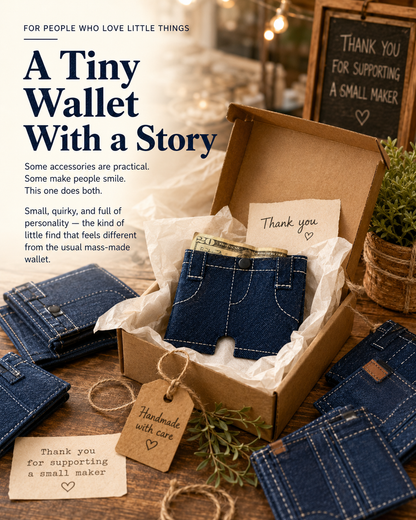 🤠Mini Jeans Wallet - A tiny denim wallet with big handmade charm