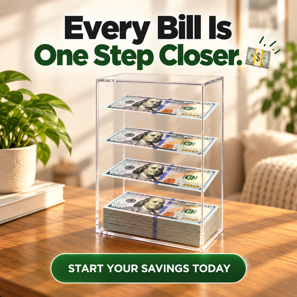 💵Floating Savings Box — Holds over 2,000 Bills