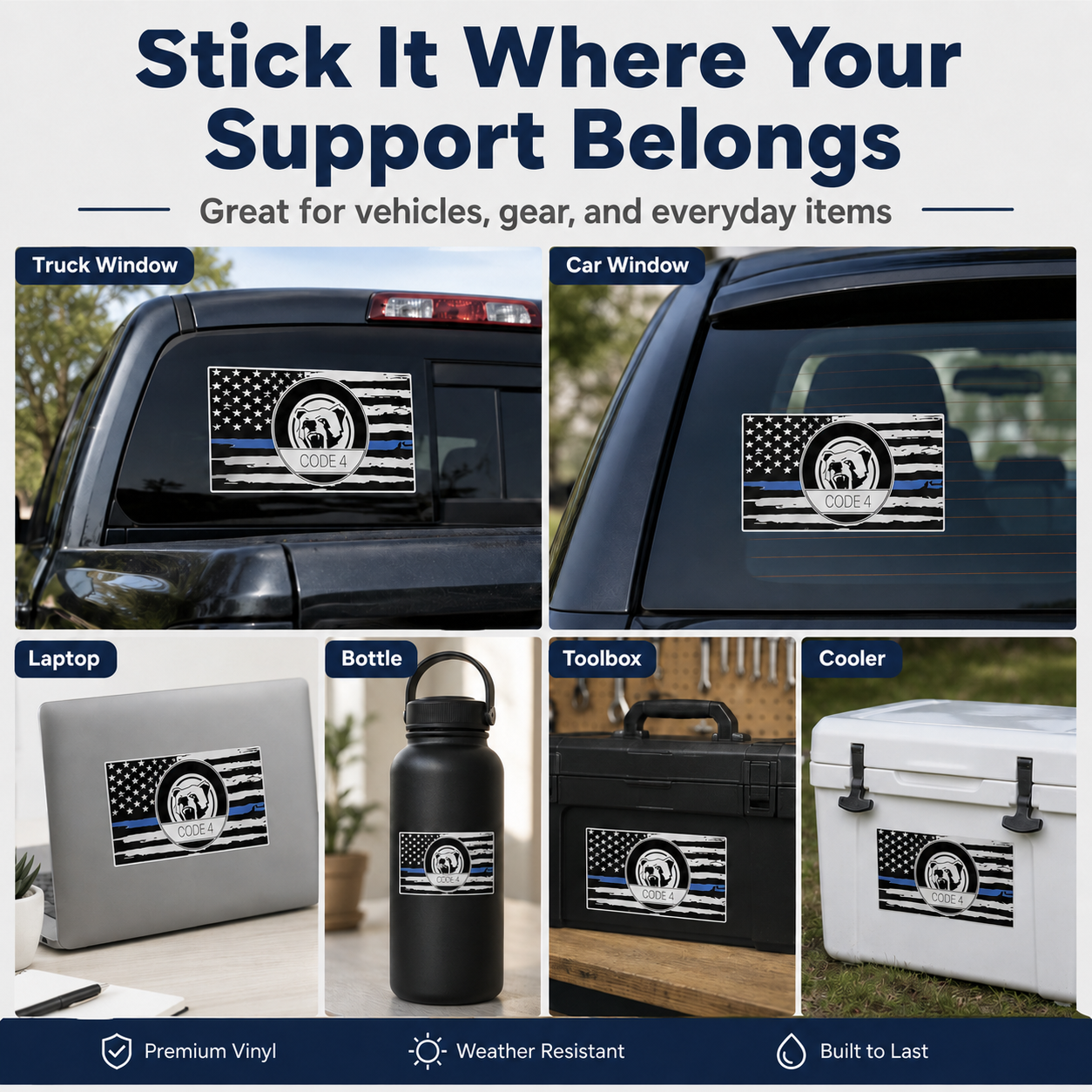 🔥Hot Sale🔥Thin Blue Line Code 4 Sticker - Show Police Support!