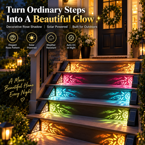 🔥Hot Sale 49% OFF🎄Solar Rose Pattern Outdoor Step Lights
