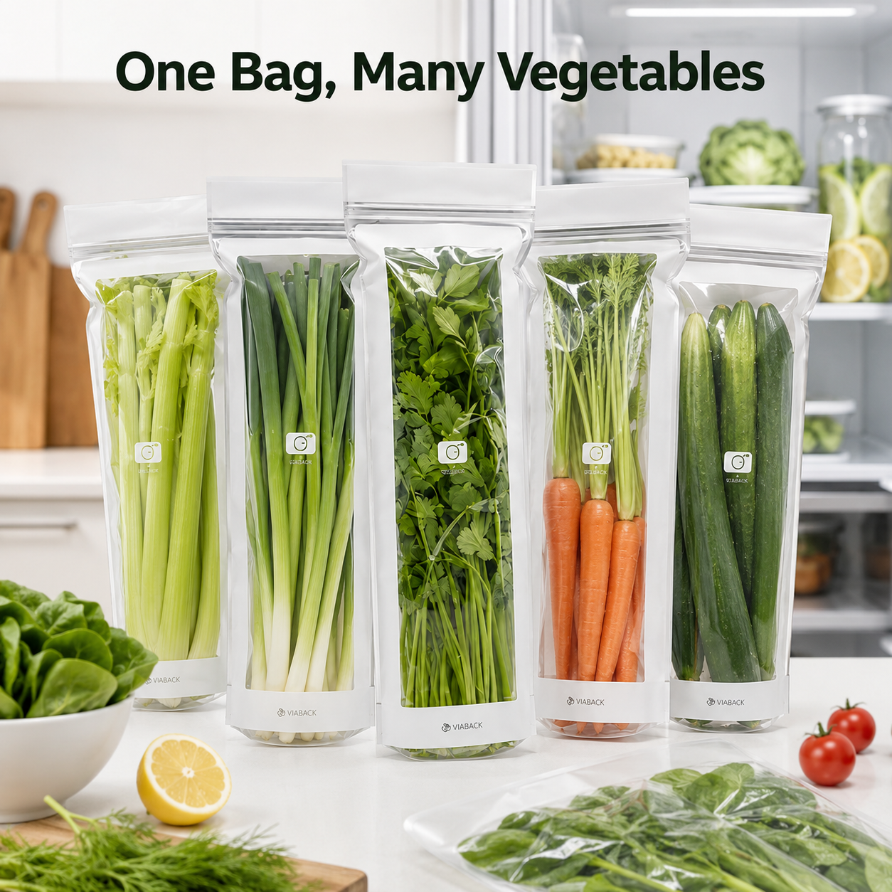 🥬 50/100PCS Reusable Fresh-Keeping Produce Bags, Double-Zip Seal Freshness Bags for Kitchen