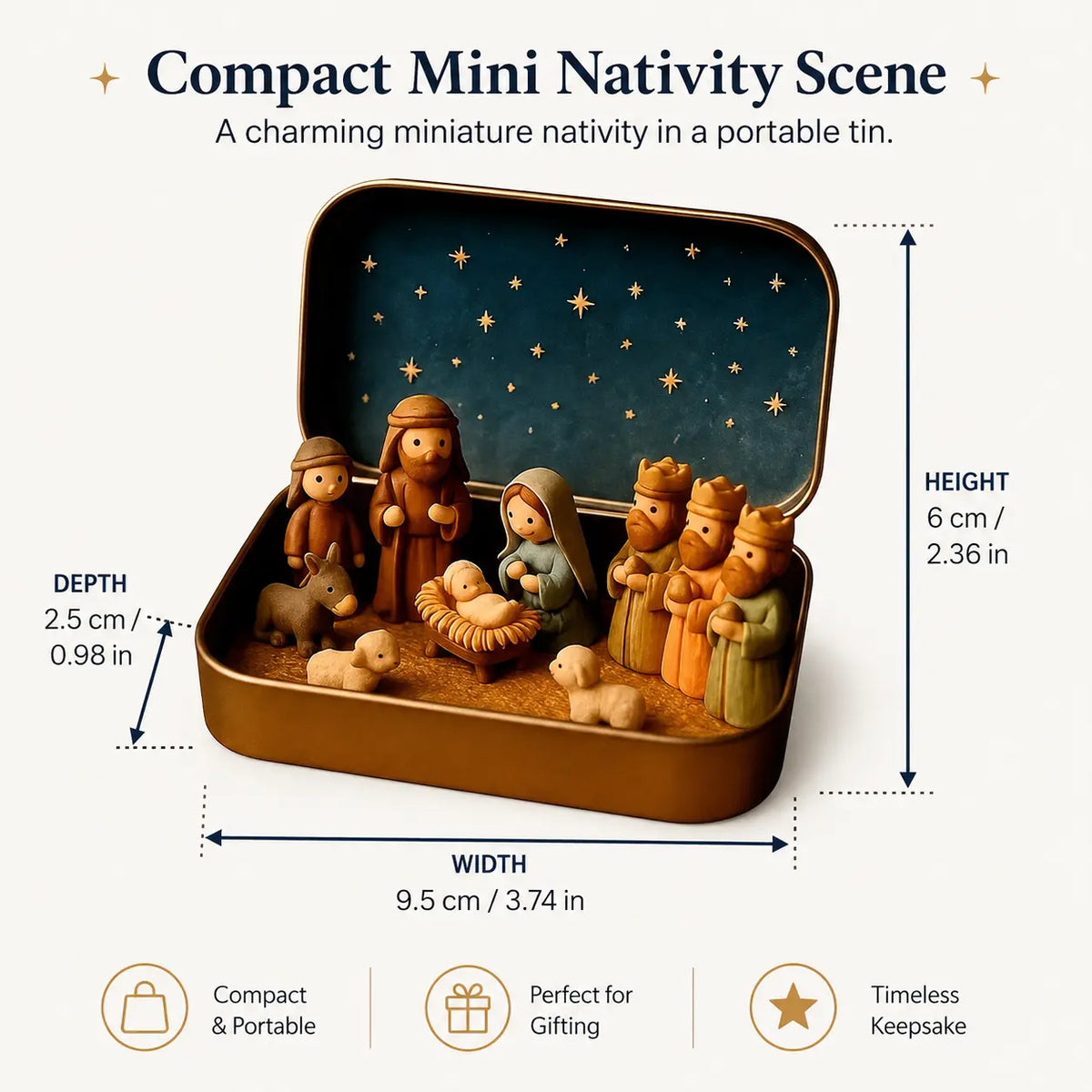 Pocket-Size Mini Nativity Scene with Storage Box