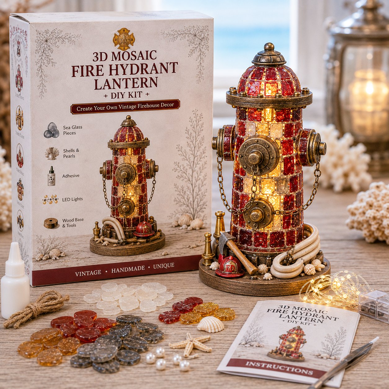 ⏳ Last Day 42% OFF – 🚒 Beginner-Friendly Vintage Firehouse Mosaic Light DIY Kit Collection | Complete Kit with Mosaic Pieces, LED Lights & Step-by-Step Guide Included 💕