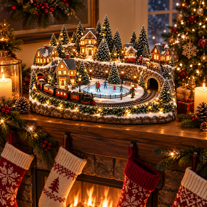 🎄Christmas Sale 50% OFF🎄 Animated Holiday Train & Ice Rink Scene🛤️