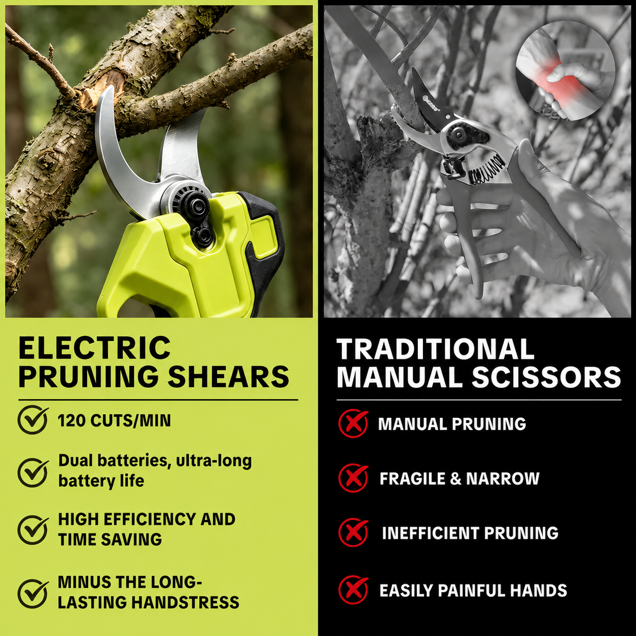 🔥Hot Sale 50% OFF🔥 Cordless Electric Pruning Shears – 1.25' Cutting Capacity