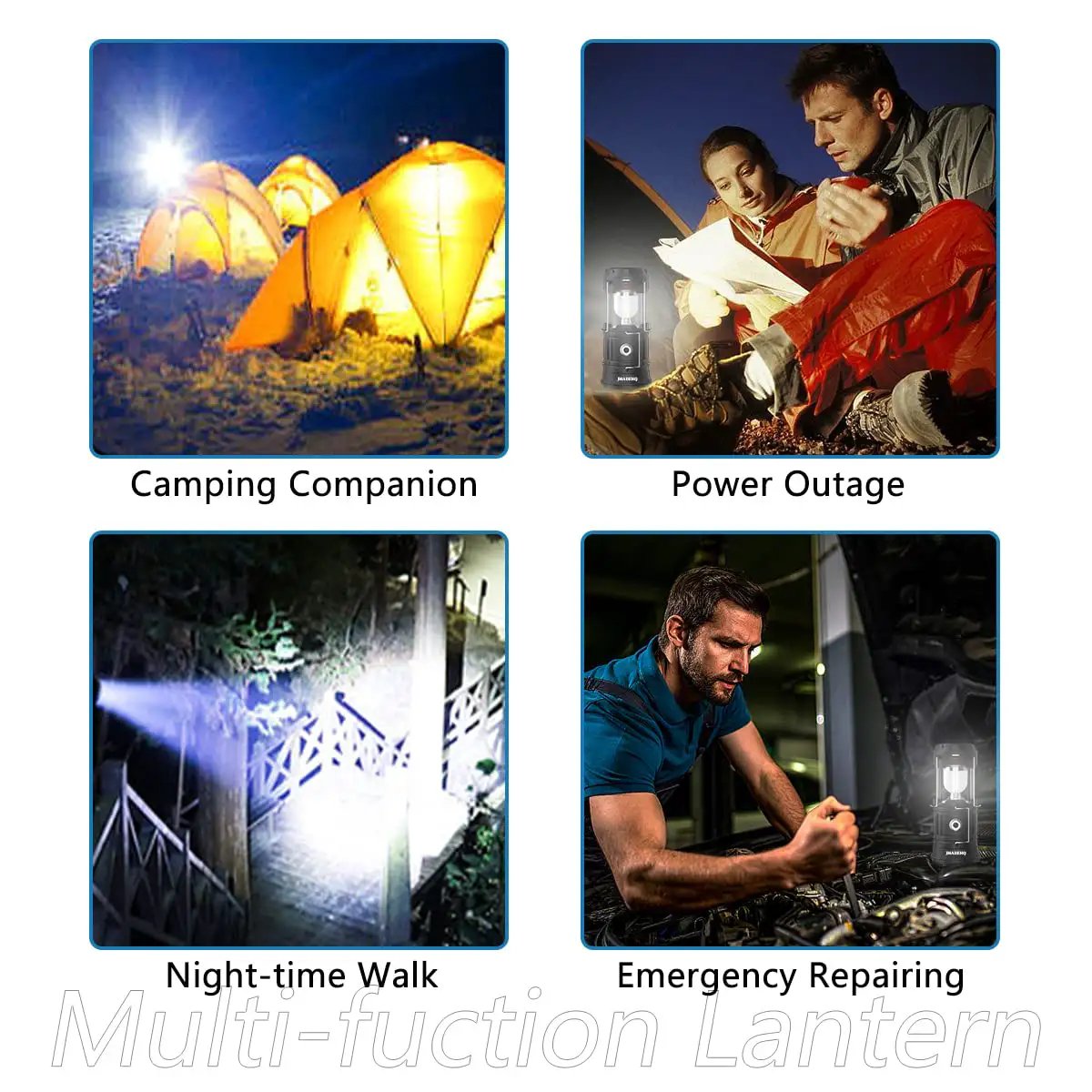 Solar USB Rechargeable Lanterns for Camping and Emergency Prep, Ultra Bright LED Collapsible Lanterns with Phone Charging, Portable USB Solar Powered Lights for Power Outages, Hurricanes, Storms, 2 Pack