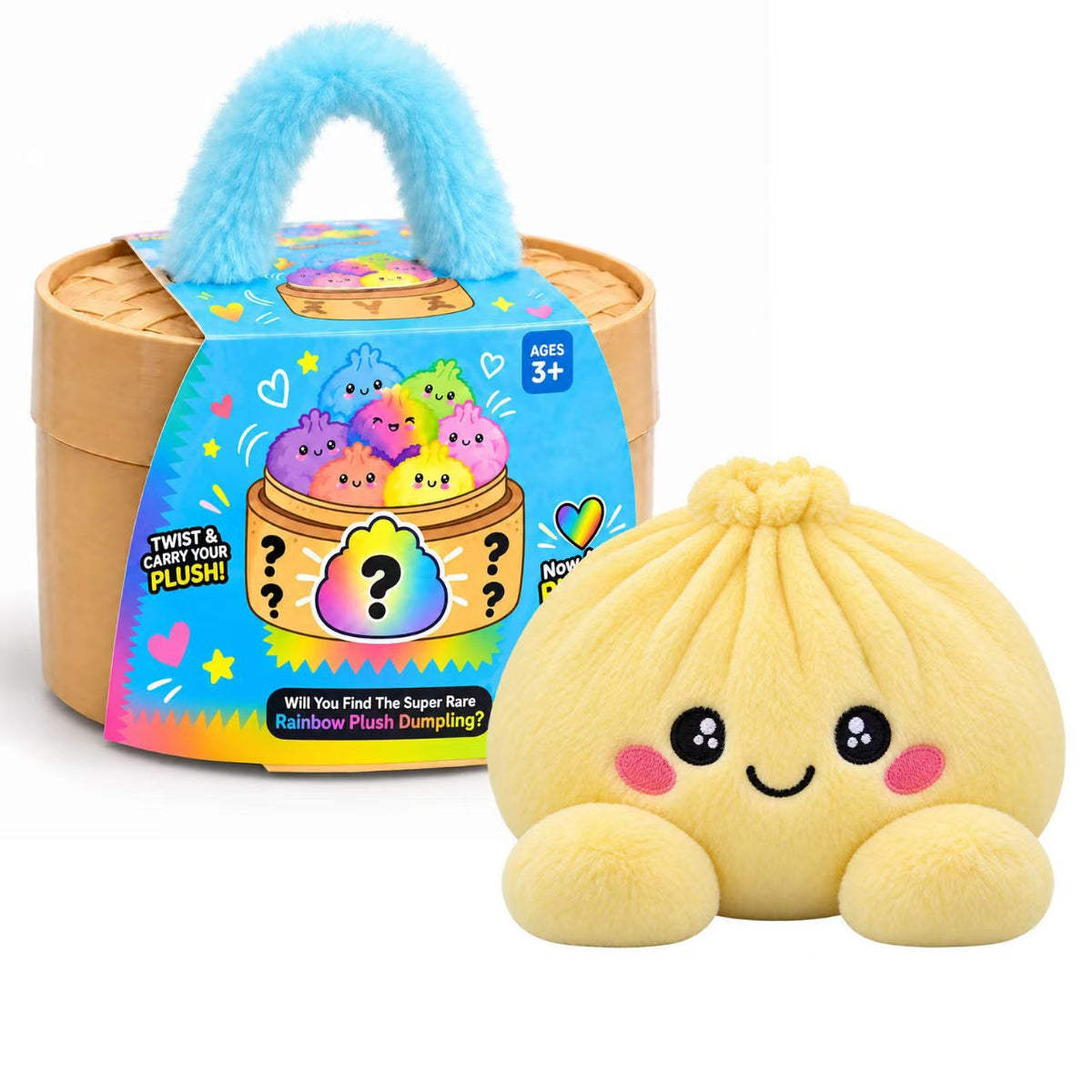 🔥Hot Sale 50% OFF🔥-🌈Cute Plush StuffedDumpling Squishies, BigRainbow Squishes withSteamer🥟🎁