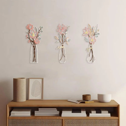 3 Pcs Metal Flowers Wall Art