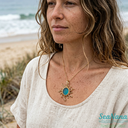 ☀️Hand wired-Sun Sea Glass Necklace
