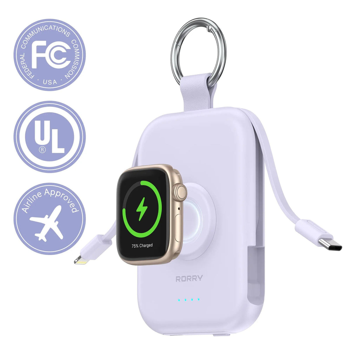 ⚡Hot Sales 49% OFF🔥5000mAh Portable Charger Power Bank with Built-in Cables Travel Keychain Battery Pack