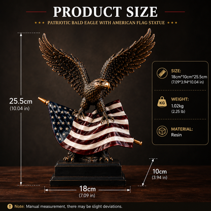 🔥LAST DAY 50% OFF🎁🦅 Patriotic Bald Eagle with American Flag Statue