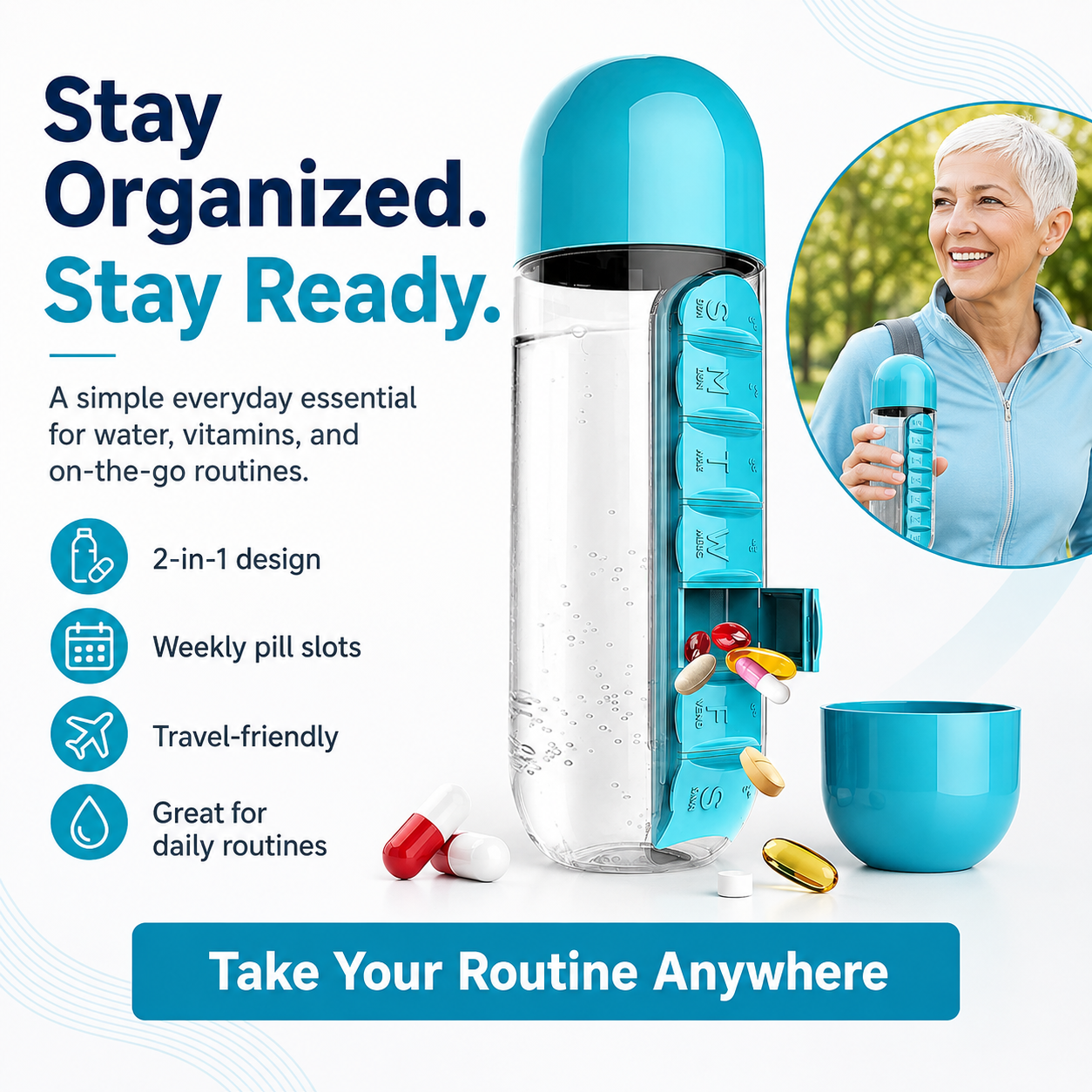 🔥Hot Sale 49% OFF🔥Portable Pill Box Water Cup