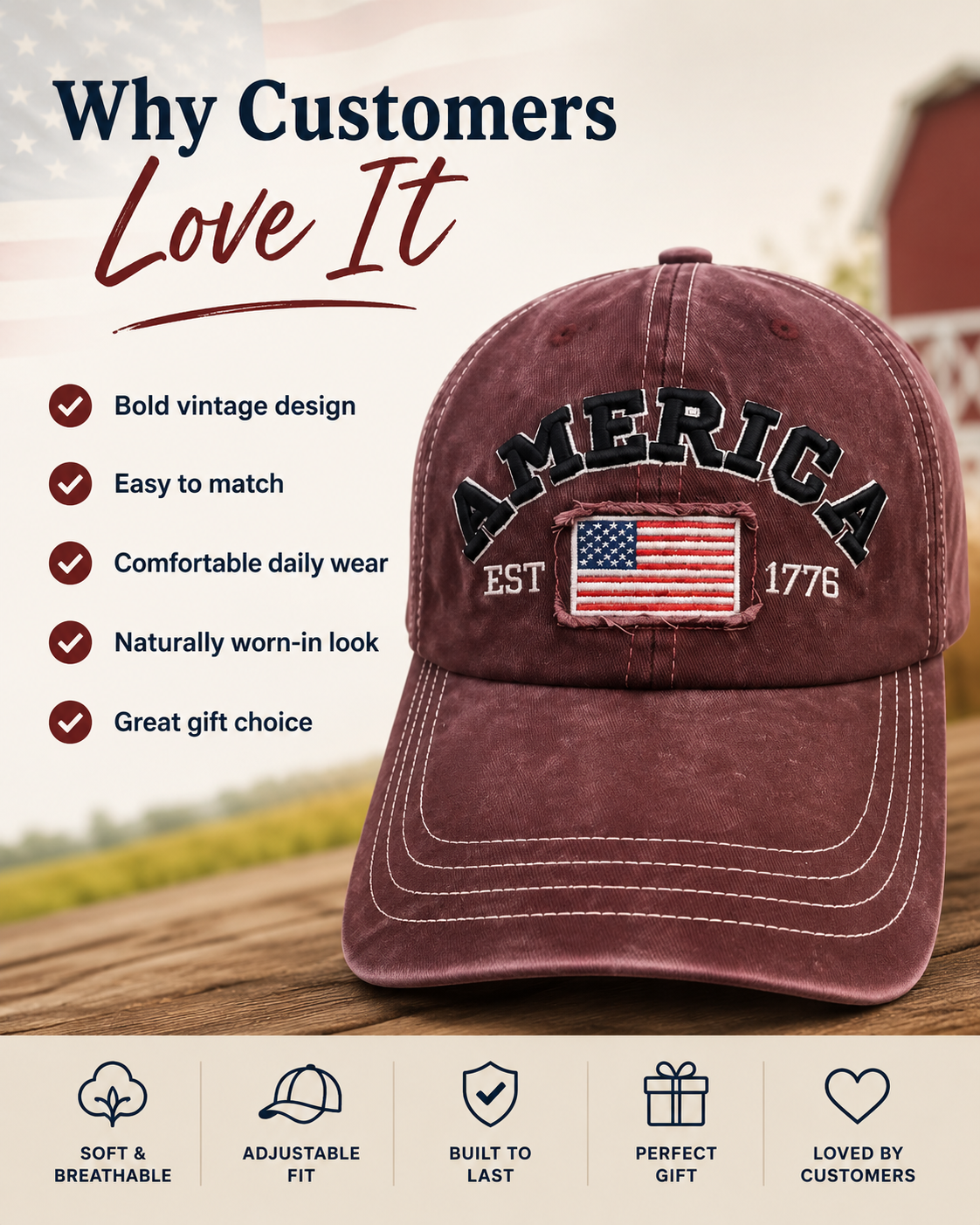 🔥Hot Sale 50% OFF🔥Vintage American-Style Commemorative Cap