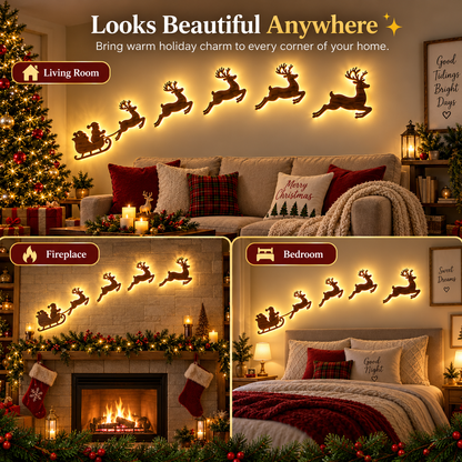 🔥Christmas Sale 49% OFF🎄Lighted Santa Sleigh & Reindeer Wall Decor