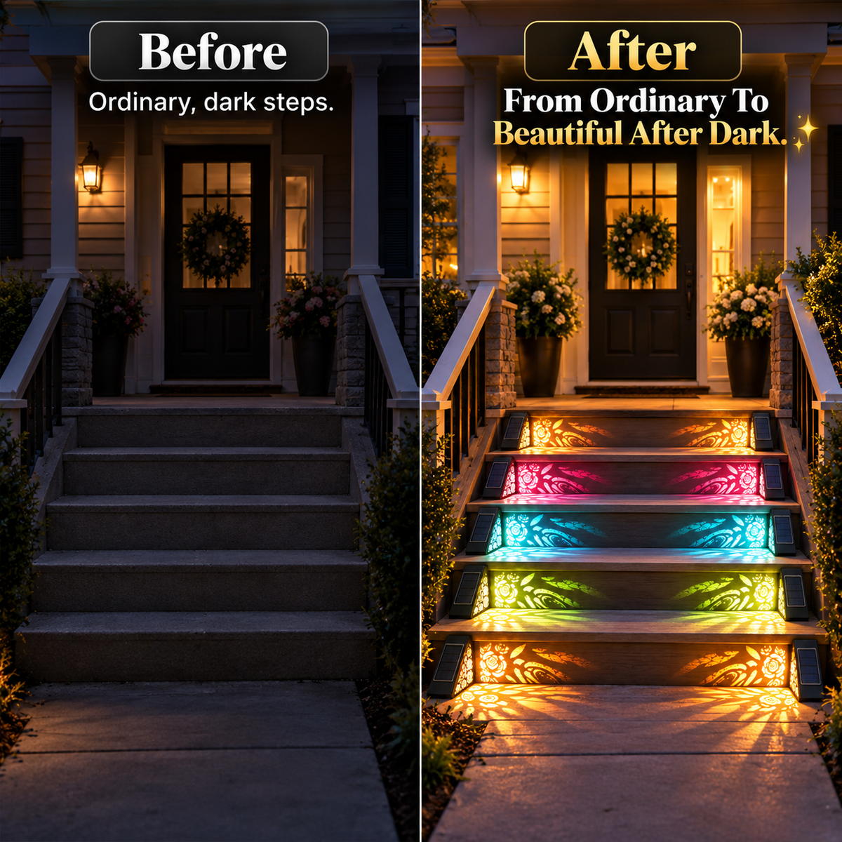 🔥Hot Sale 49% OFF🎄Solar Rose Pattern Outdoor Step Lights