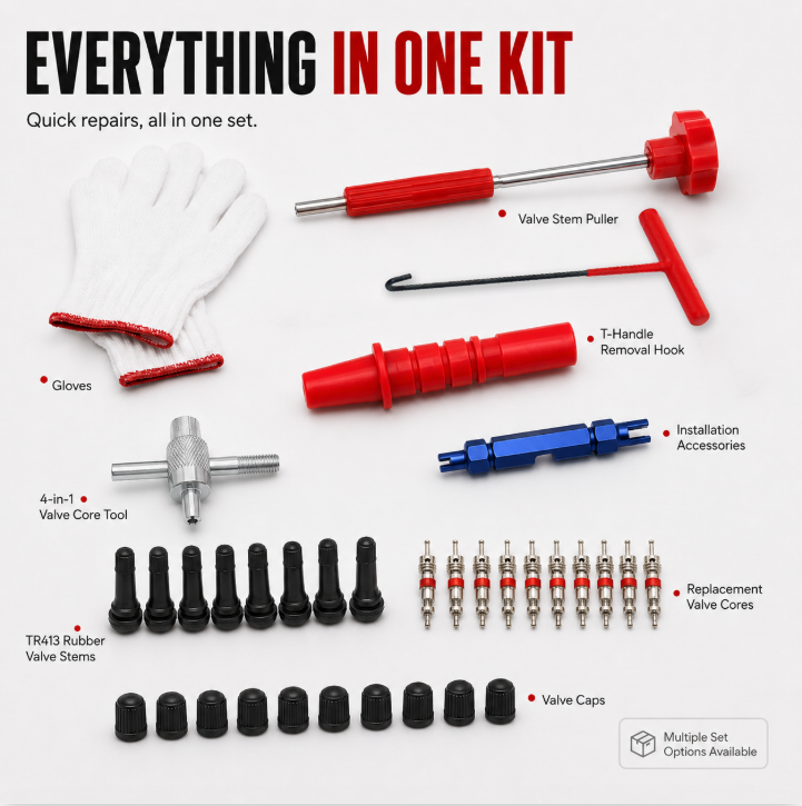 🔥Hot Sale 50% OFF🔥Tire Valve Stem Repair &amp; Replacement Tool Kit