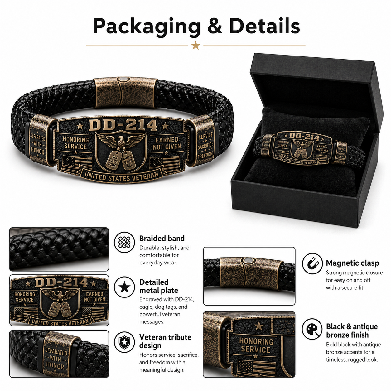 DD-214 Veteran Honor Bracelet 🎖️ Service Earned. Honor Worn.
