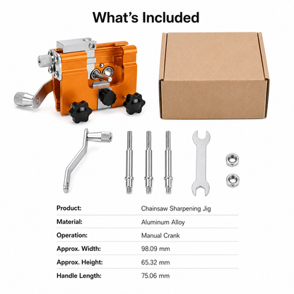 Portable Chainsaw Chain Sharpening Jig  |  Hand-Crank Guide for Fast, Consistent Chain Maintenance