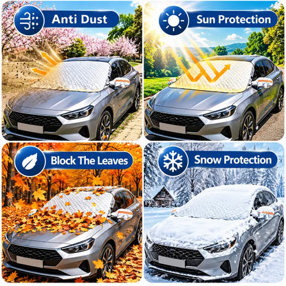 Car Windshield Snow Cover | All Season Sun & Frost Protector for Cars, SUV, Truck