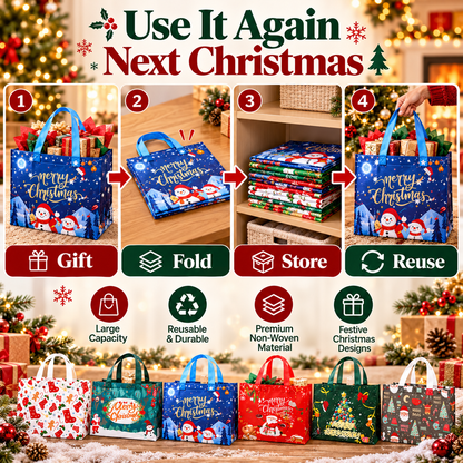 🎄Christmas Sale 49% OFF🎄16 Pack Large Reusable Non-Woven Christmas Gift Bags with Handles