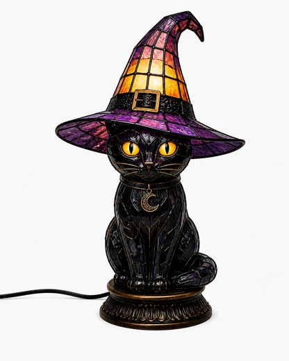 🔥Hot Sale 50% OFF 🎁🐈 Halloween Black Cat Witch Hat Night Light