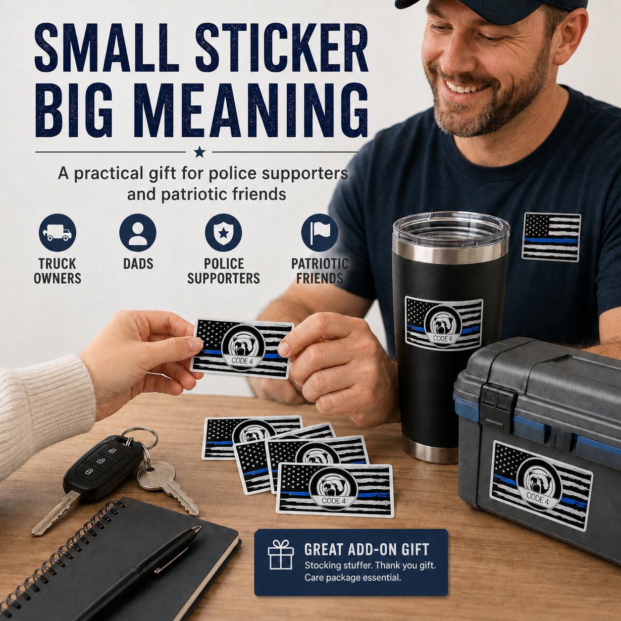🔥Hot Sale🔥Thin Blue Line Code 4 Sticker - Show Police Support!