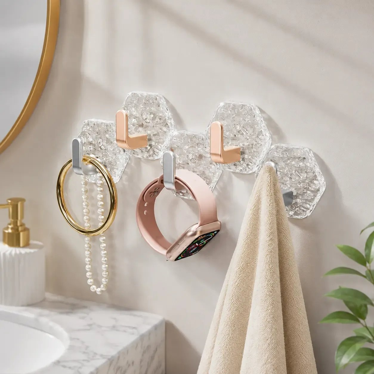 🔥Buy More Save More🔥Heavy-Duty Plastic Self-Adhesive Hexagonal Ripple Hooks, 10/20-Pack