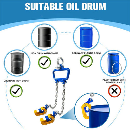 Chain Drum Lifter with Self-Locking Hook