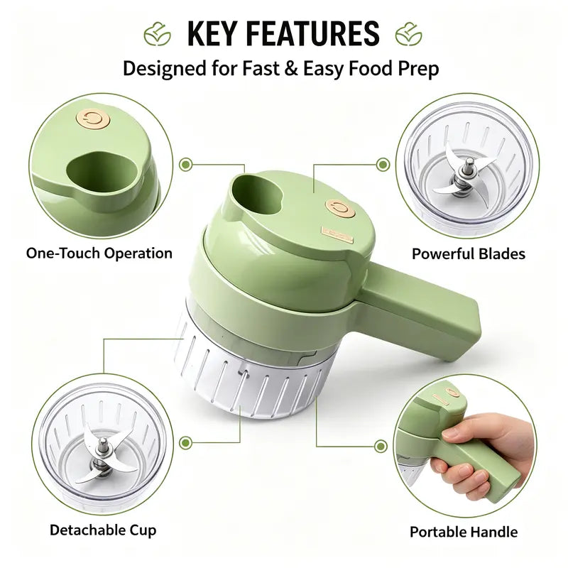 🔥2026 HOT SALE-4-in-1 Handheld Electric Food Chopper & Slicer