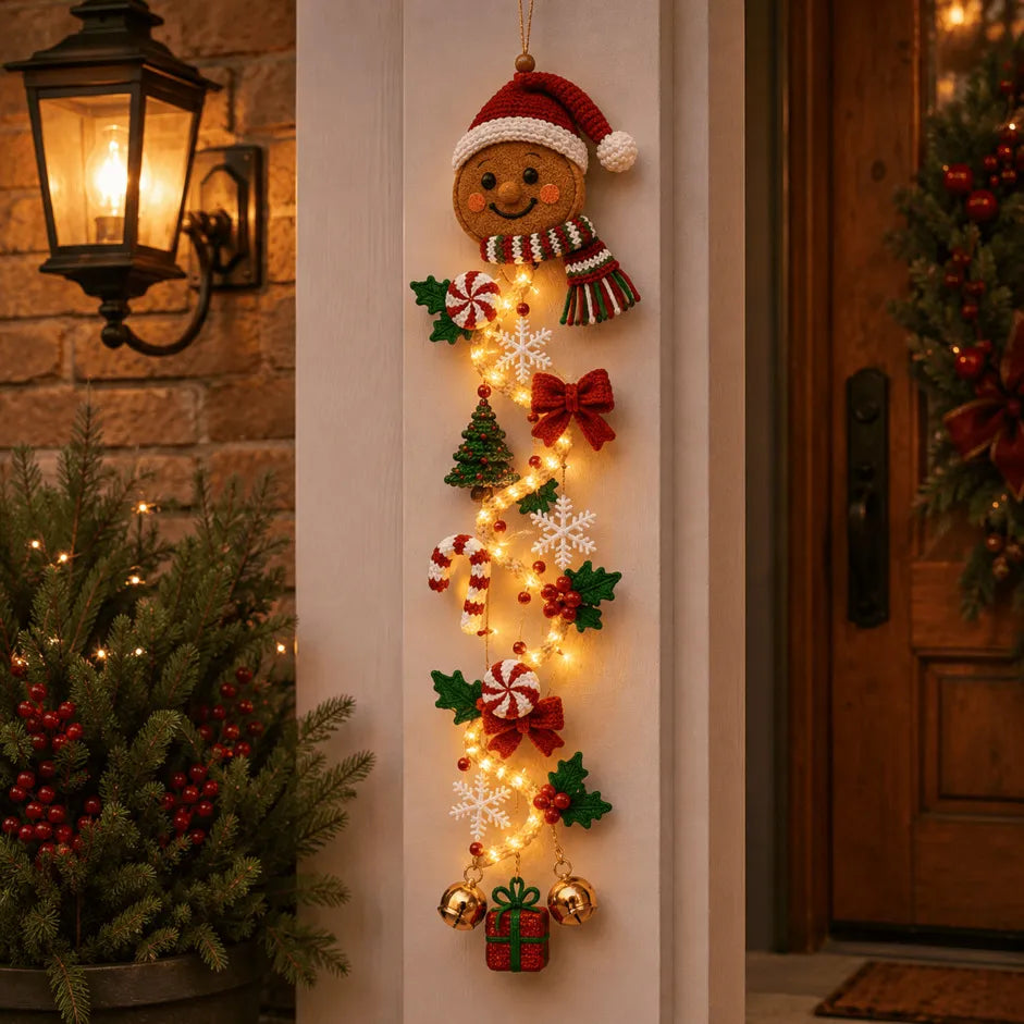 ⏳ 49% OFF Last Day｜🎄 MerryCascade™ Glowing Christmas Door Hanger, 6 Festive Lighted Designs ✨