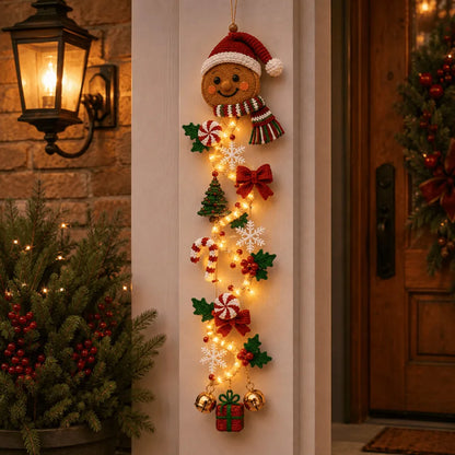 ⏳ 49% OFF Last Day｜🎄 MerryCascade™ Glowing Christmas Door Hanger, 6 Festive Lighted Designs ✨