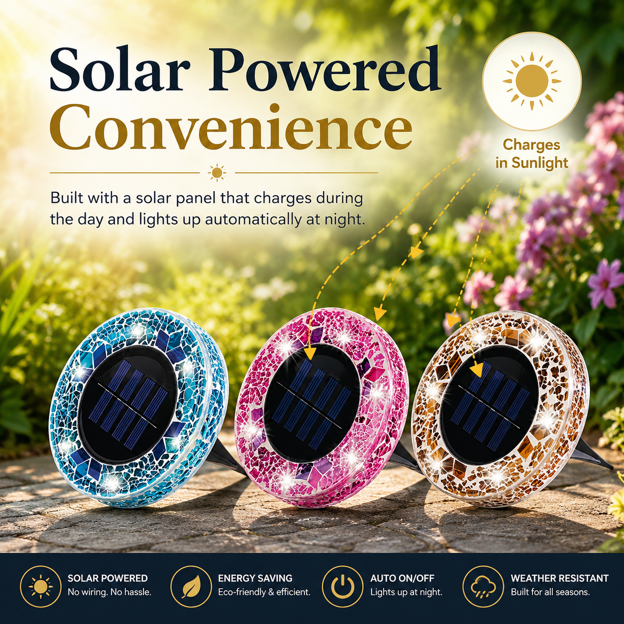 ✨Solar Outdoor Mosaic Disk Lights