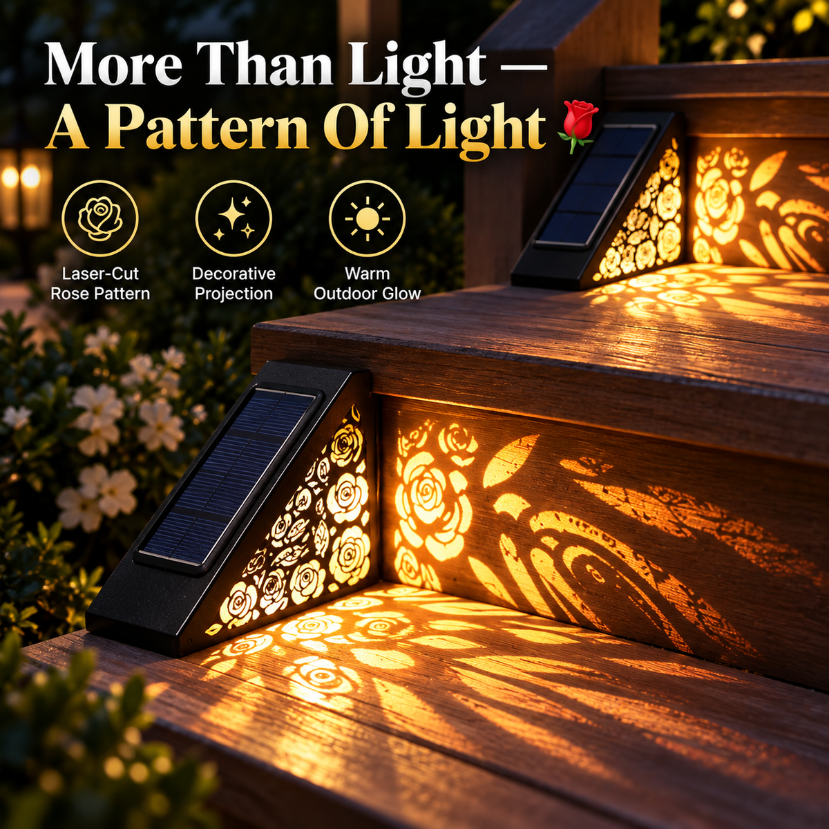 🔥Hot Sale 49% OFF🎄Solar Rose Pattern Outdoor Step Lights