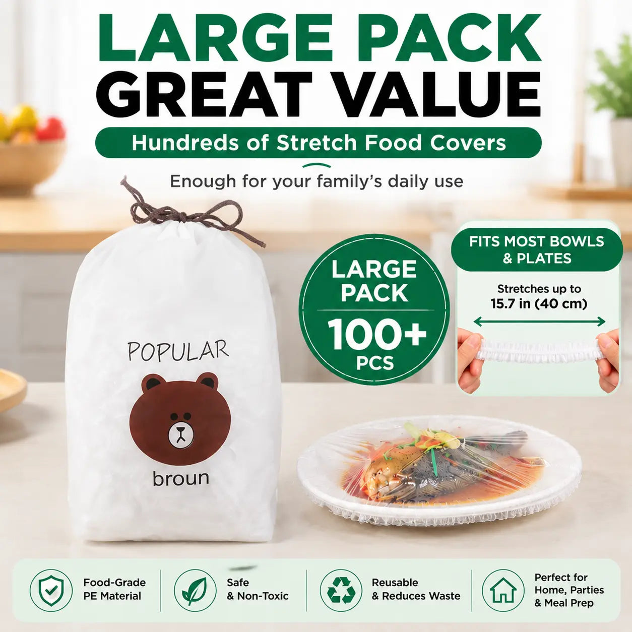 Disposable Stretch Food Covers for Bowls & Plates