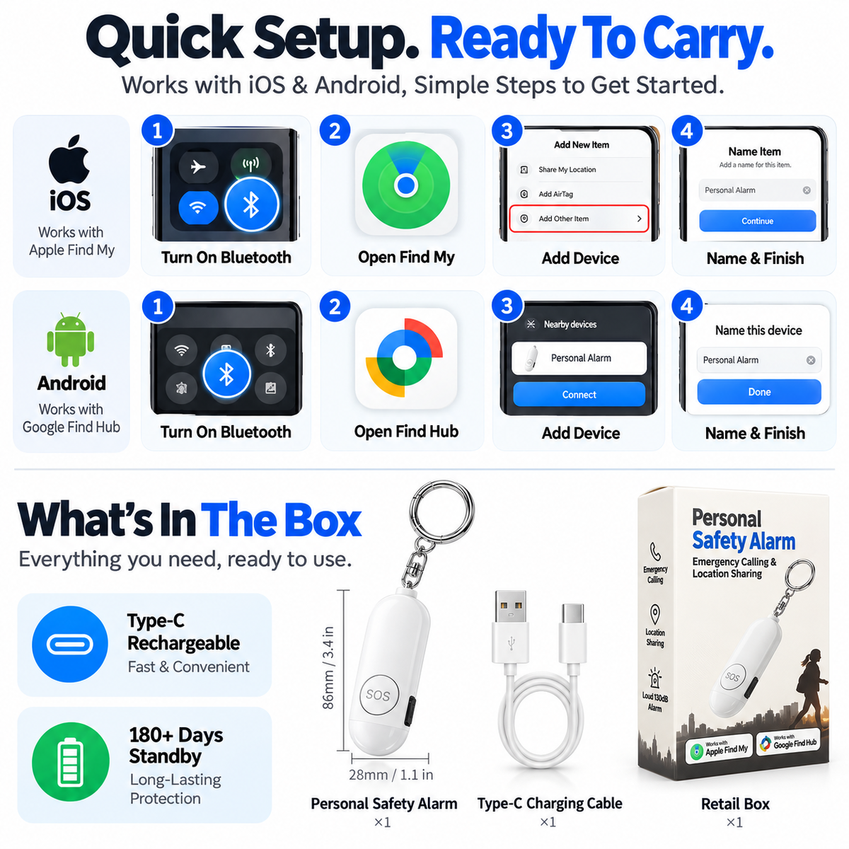 🚨Smart Personal Safety Alarm with Emergency Call & Location Sharing