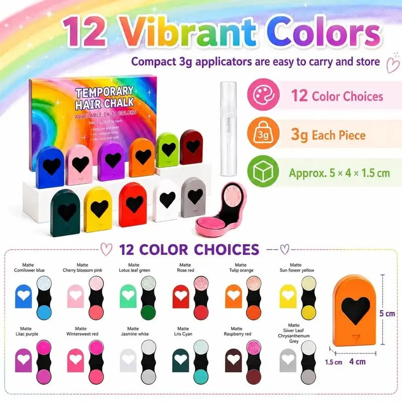 🔥Hot Sale 49% OFF🔥6/12 Bold Vibrant Powder Form Temporary Hair Chalk Dye