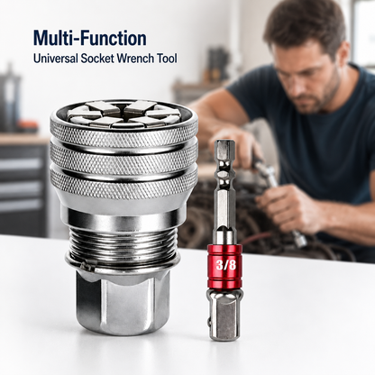 Universal Socket Wrench Tool with 3/8-inch Drill Adapter
