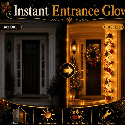 ⏳ 49% OFF Last Day｜🎄 MerryCascade™ Glowing Christmas Door Hanger, 6 Festive Lighted Designs ✨