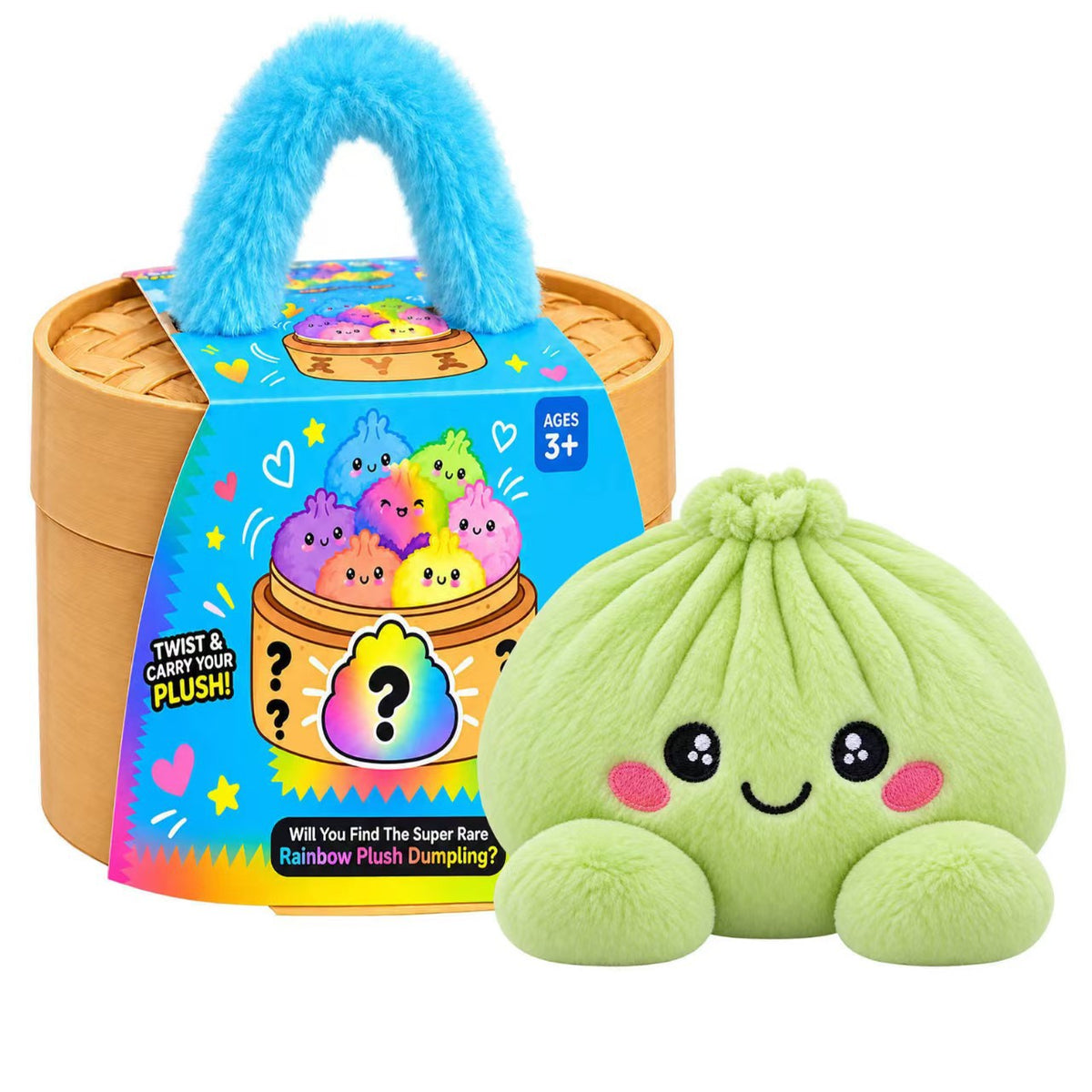 🔥Hot Sale 50% OFF🔥-🌈Cute Plush StuffedDumpling Squishies, BigRainbow Squishes withSteamer🥟🎁