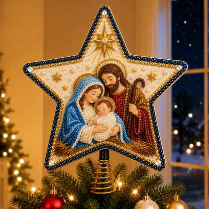 🔥LAST DAY 69% OFF - ⭐ Christian Faith Nativity Pearl Diamond Art Tree Topper Kit – Handcrafted Christmas Keepsake & Holiday Decor