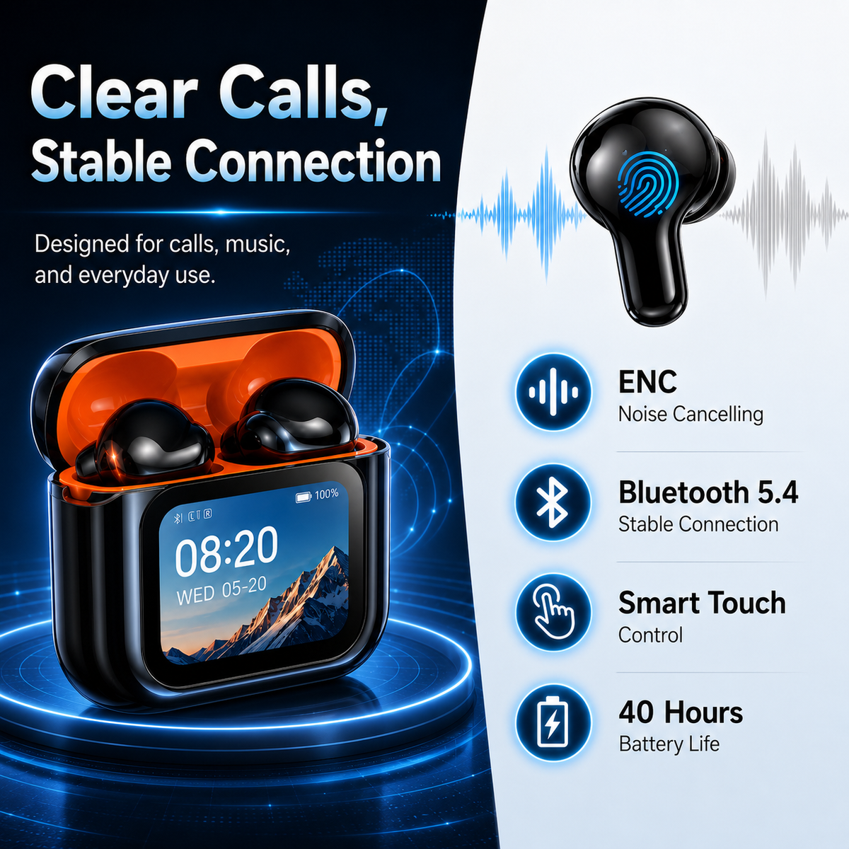 2026 New Bluetooth Wireless Noise-Canceling Translation Earbuds