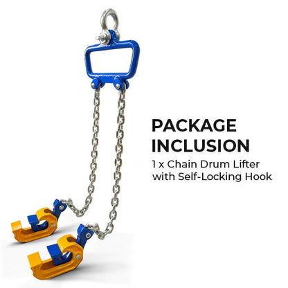 Chain Drum Lifter with Self-Locking Hook