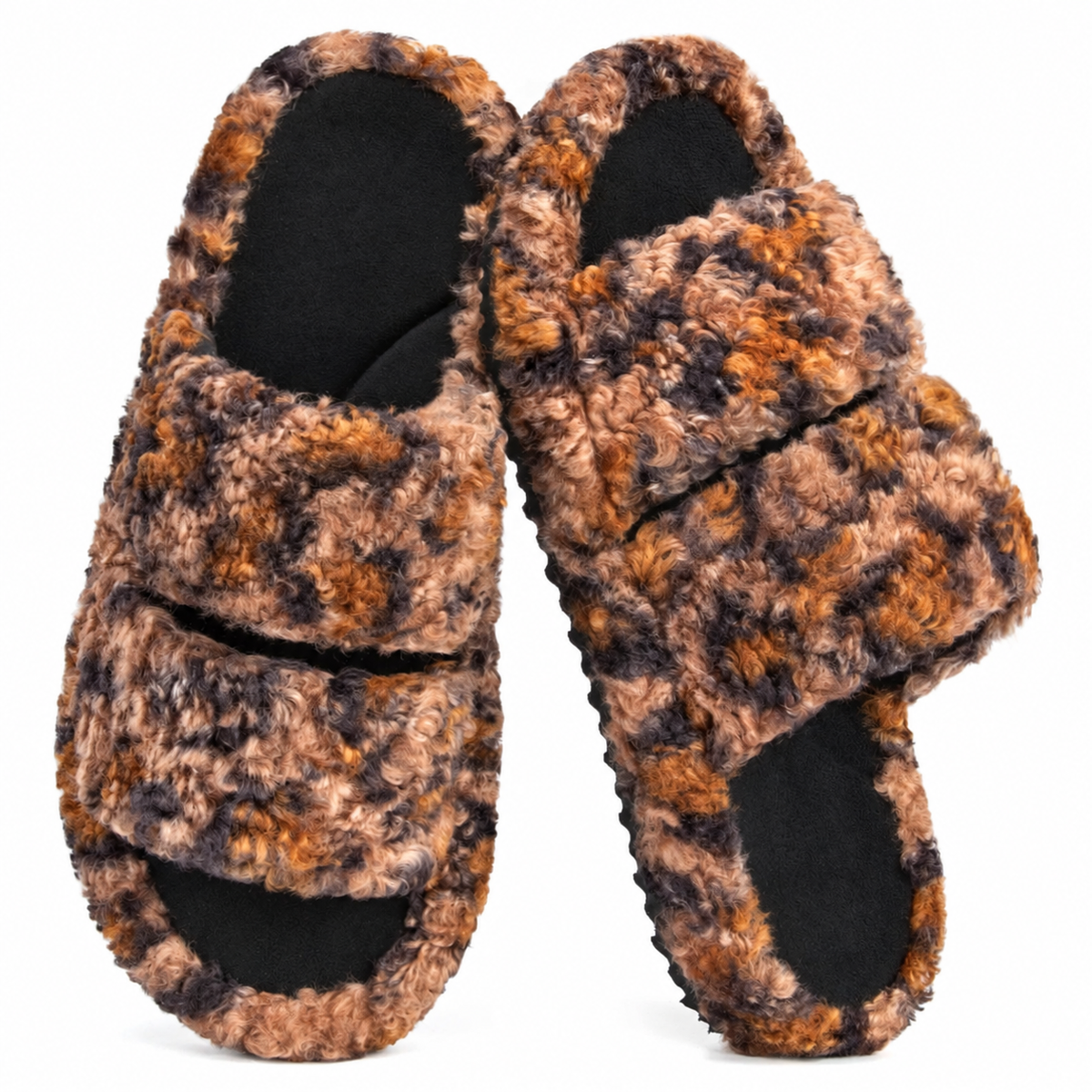 Women's Fuzzy Open-Toe Slippers - Diva Spots
