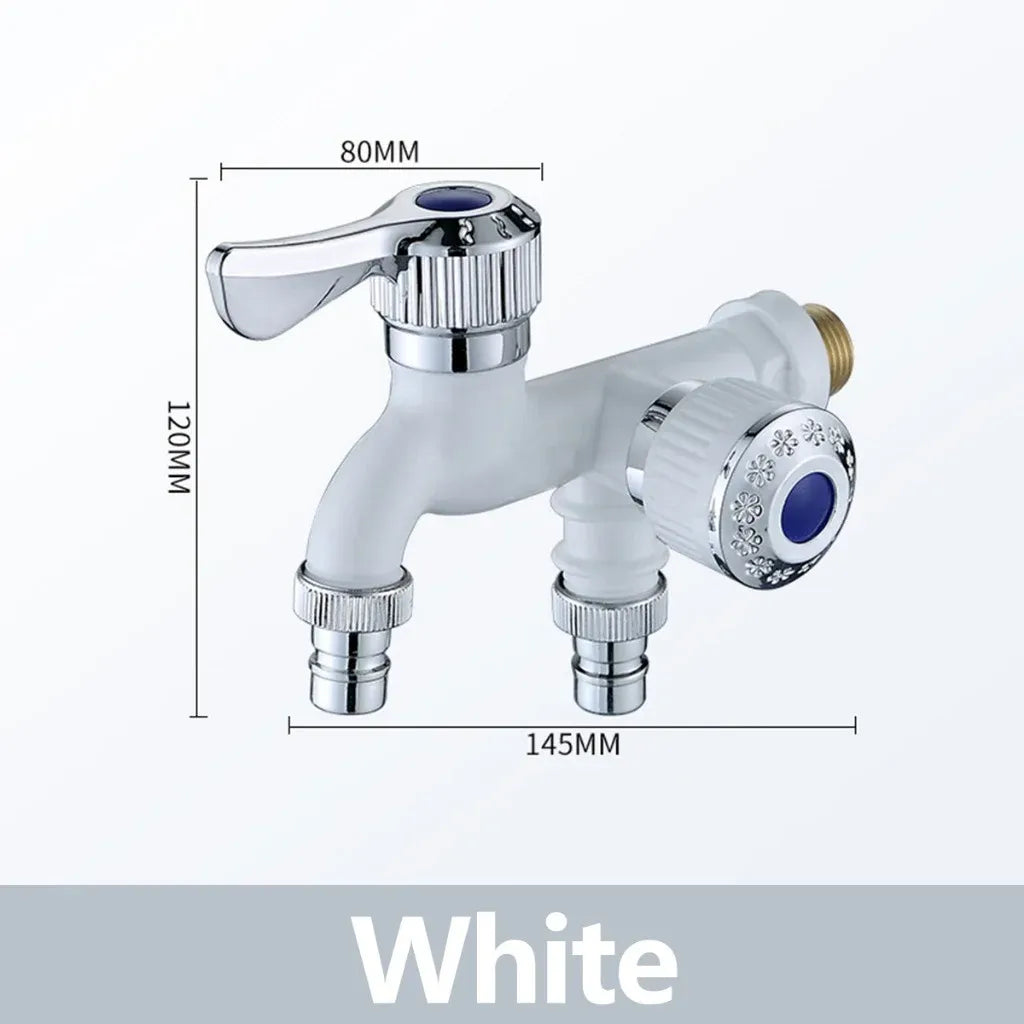 Dual Outlet Washing Machine Plastic Faucet, 1 In 2 Out Water Plastic Tap