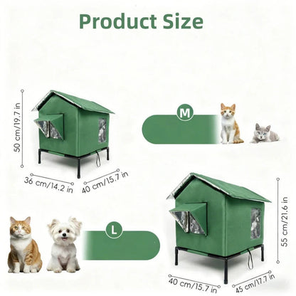 🐱 LIMITED-TIME 50% OFF! ✨ All-Weather Elevated Outdoor Cat House – Waterproof, Thermal Lining, Foldable