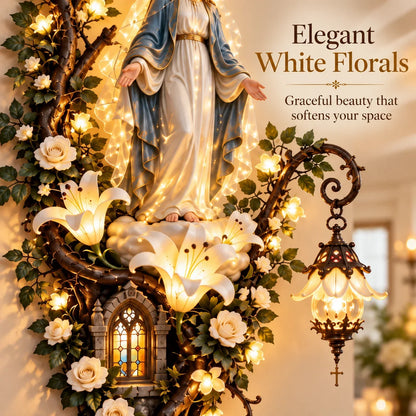 Illuminated Virgin Mary Floral Wall Decor