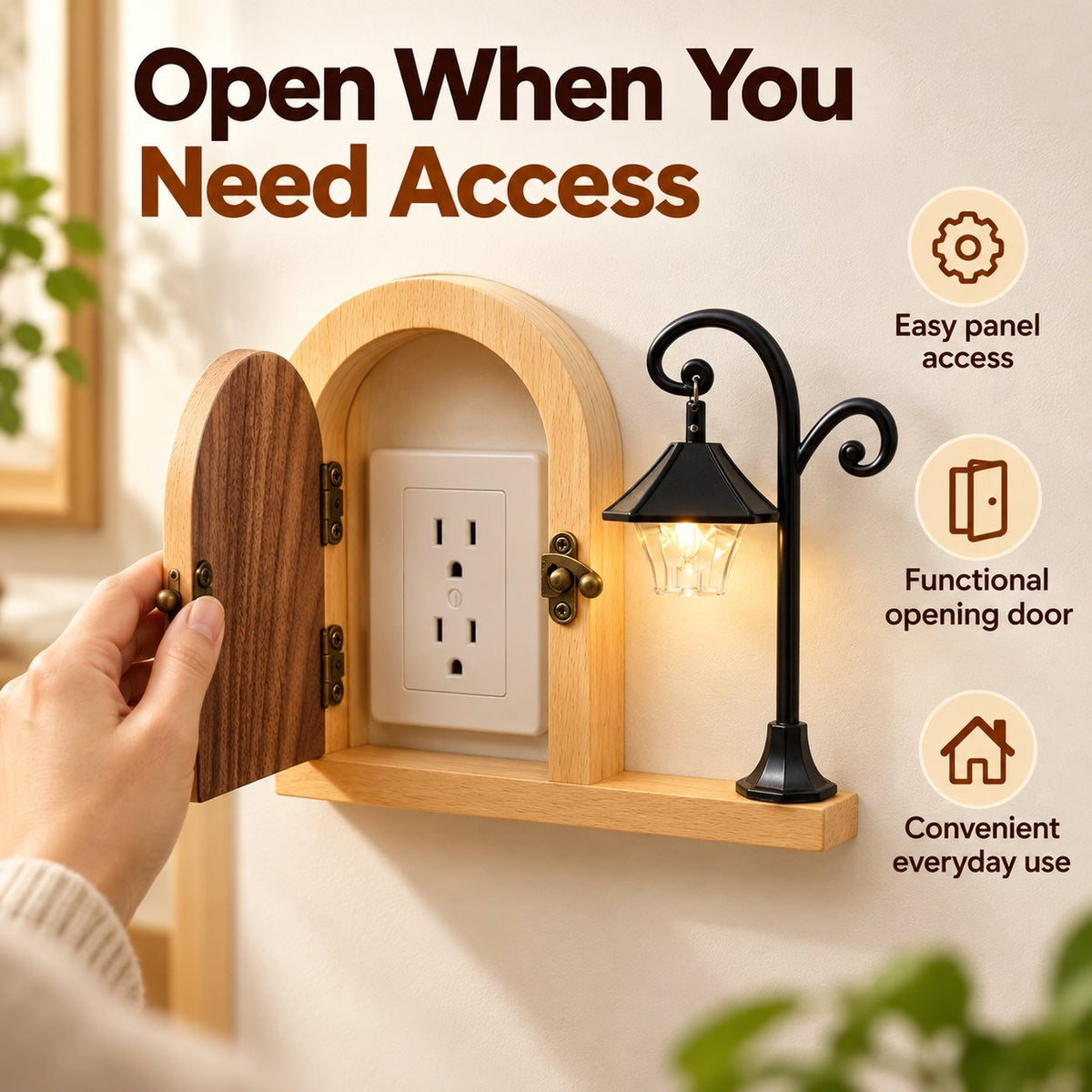 🚪✨ Wooden Fairy Door Outlet Cover — Hide Outlets with Magical Charm!