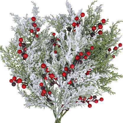 🎄Christmas Sale🎄Snowy Cedar & Red Berry Christmas Picks