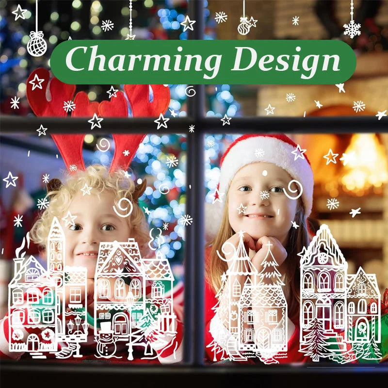⏳LAST DAY SALE!🎁🎄 Christmas Village Window Sticker Set