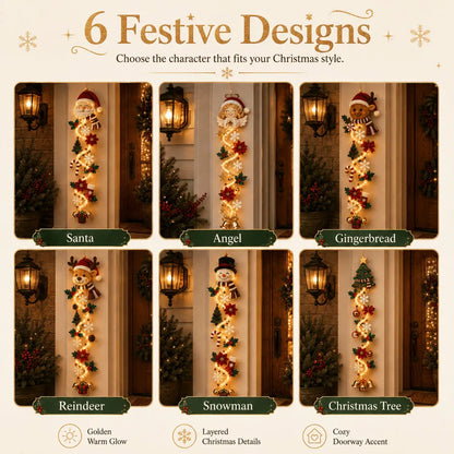 ⏳ 49% OFF Last Day｜🎄 MerryCascade™ Glowing Christmas Door Hanger, 6 Festive Lighted Designs ✨